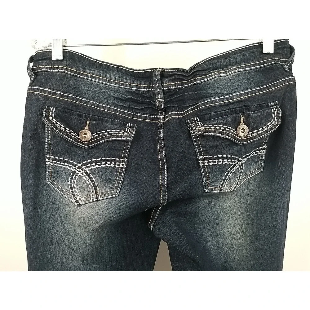 Apollo Jeans Womens 13/14 Blue Dark Wash Stretch‎ Embroidered Pockets - Picture 6 of 6
